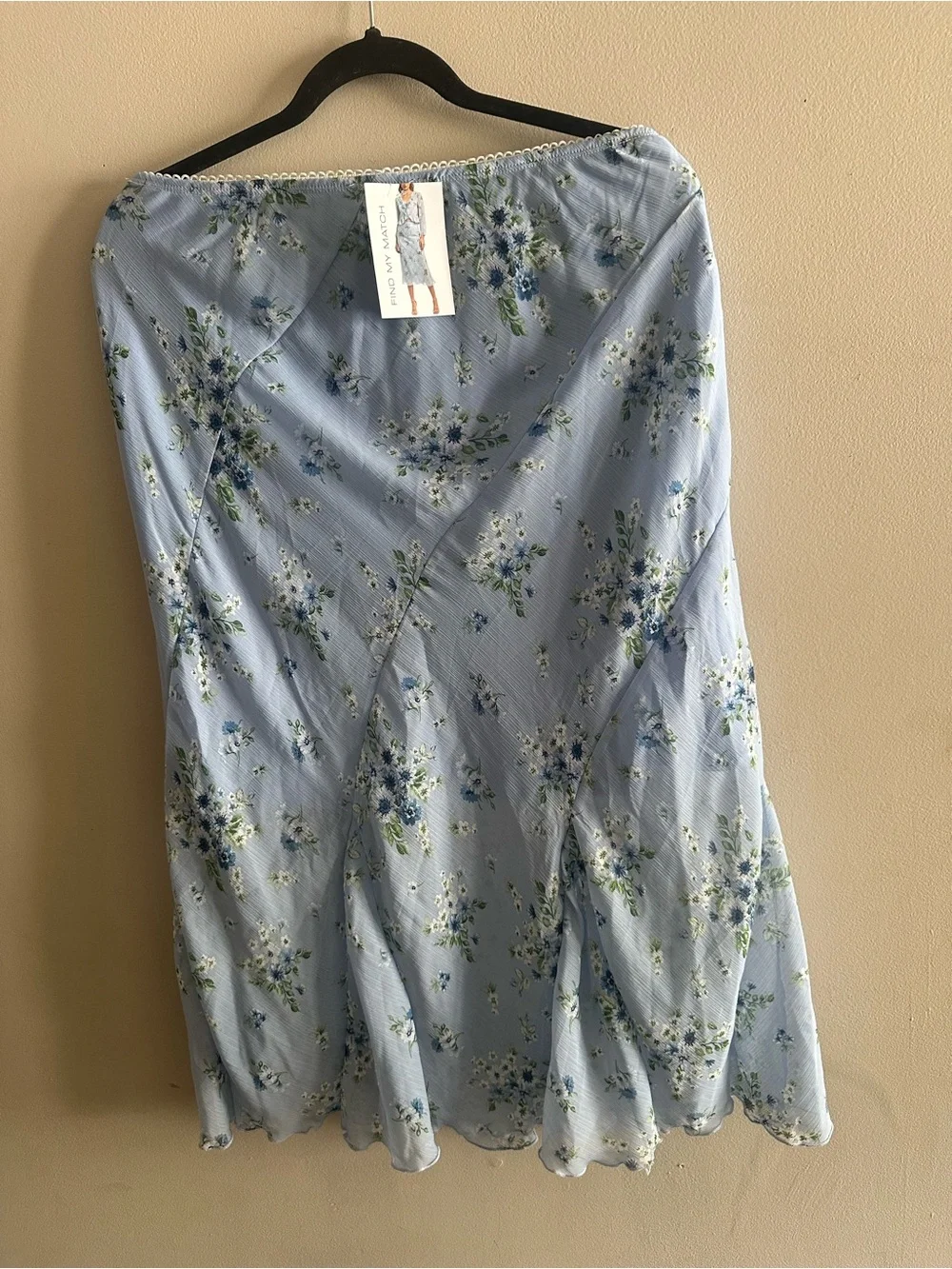 NWT B.wear Light Blue Floral Ruffle Midi Skirt Size XL Skirt & M Top but fit XL